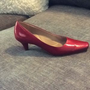 Gorgeous red patent kitten heels
